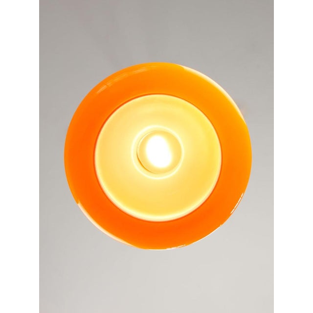 Goldenrod Mid-Century Modern Italian Orange Glass and Brass Pendant Lamp, 1960s For Sale - Image 8 of 18
