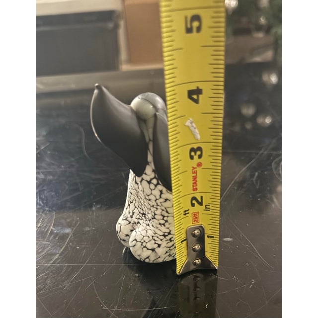 1950s Archimede Seguro 1950 Art Glass Hound Dog Vetro Nero Bianca Figurine For Sale - Image 5 of 6