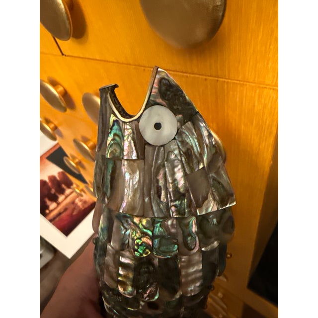 Silver Vintage Mexican Abalone Shell Fish Bottle Opener Sculpture For Sale - Image 8 of 8