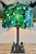 Rare c.1915 Unique Art Glass & Metal Co. Grapevine Leaded Glass Table Lamp with Egyptian Sphinx Bronze Base | Museum...