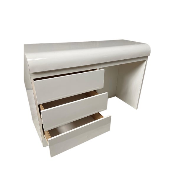 1980s Vintage Postmodern White Waterfall Desk For Sale - Image 4 of 4