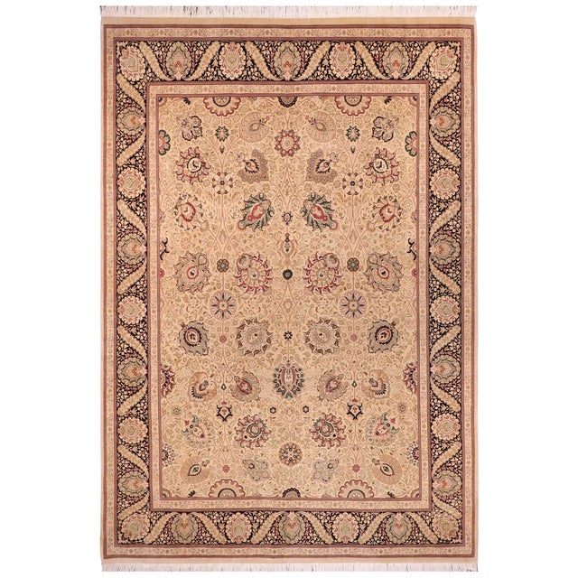 Elegant Pak-Persian Beige/Black Wool Rug - 9'1'' X 12'6'' For Sale - Image 9 of 9