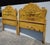 Pair Vintage French Provincial Hand Painted Gold Floral Twin Headboards W Rails For Sale In Los Angeles - Image 6 of 17