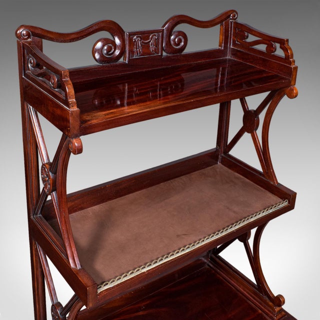 Brown Vintage Waterfall Bookcase, English, Whatnot, Book Shelf Stand, Regency Revival For Sale - Image 8 of 12