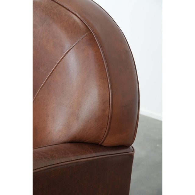 English Style Art Deco Round Cowhide Armchair For Sale - Image 13 of 14