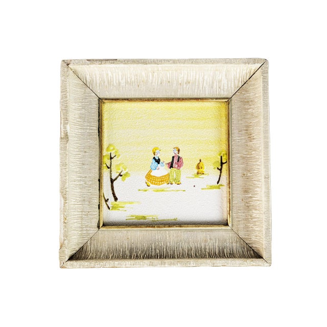 Wood Italian Wall Decorative Ceramic Tiles with Wooden Frame by Lina Poggi Assalini for Ce. As., 1950s, Set of 3 For Sale - Image 7 of 9