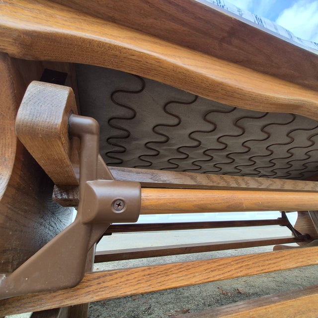 Brown 1990s American Oak Windsor Style 2-Person Double Glider Rocking Bench For Sale - Image 8 of 12