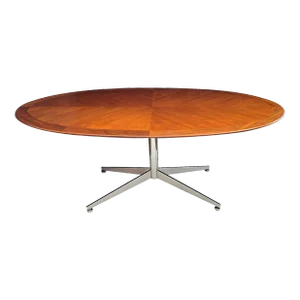 A Florence Knoll Walnut and Chrome Oval Dining Table by g.m. Proctor & Sons