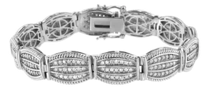 .925 Sterling Silver 3.0 Cttw Prong Set Diamond Art Deco Style Tennis Bracelet (I-J Color, I2-I3 Clarity) - 7.25"