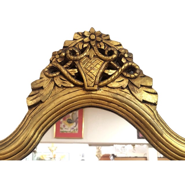 Vintage Rococo French Style 20th C Gilt Carved Wood Marble Console Table & Mirror For Sale - Image 14 of 15