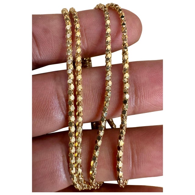 Metal 18 Karat Yellow Gold 6.2 Gm, Bubble Chain, 1.9 Mm Necklace, 23 " Long For Sale - Image 7 of 8