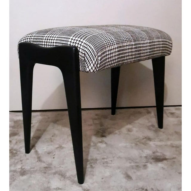 Art Deco 1950s Art Deco Italian Bench Wood and Fabric Dedar Prince of Wales For Sale - Image 3 of 12