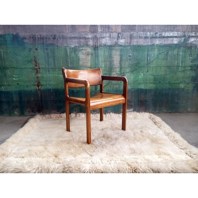 Mid-Century Modern 1970s Brutalist Daumiller Style Postmodern Solid Wood Lounge Side Armchair For Sale - Image 3 of 9