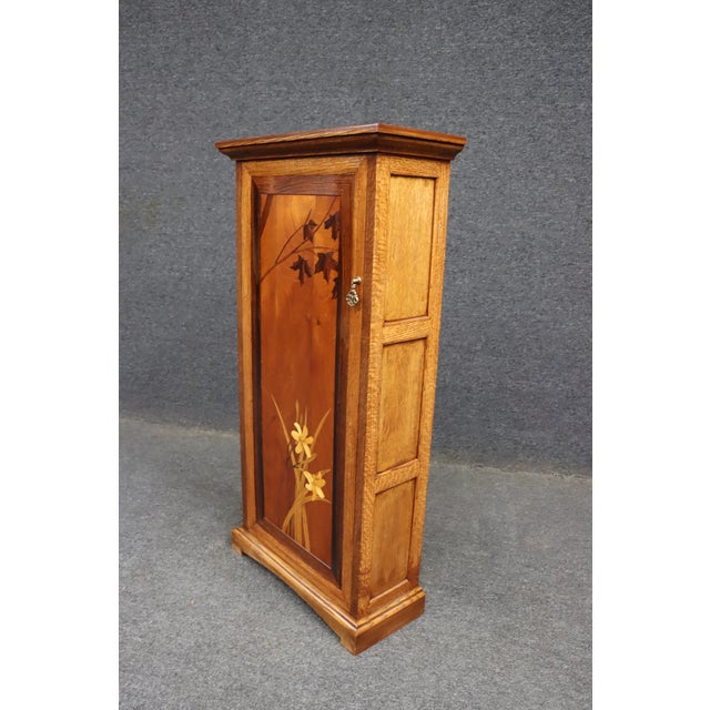 Emile Gallé Style Art Nouveau Oak Hanging Pantry Cupboard For Sale - Image 11 of 13