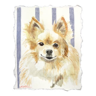 Small & Fluffy - Abstract Expressive Dog Portrait Mixed Media Painting on Paper Original Artwork by Kellie Newsome For Sale