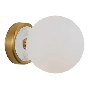 Brushed Brass With Natural Stone and Opal Glass Single Wall Light