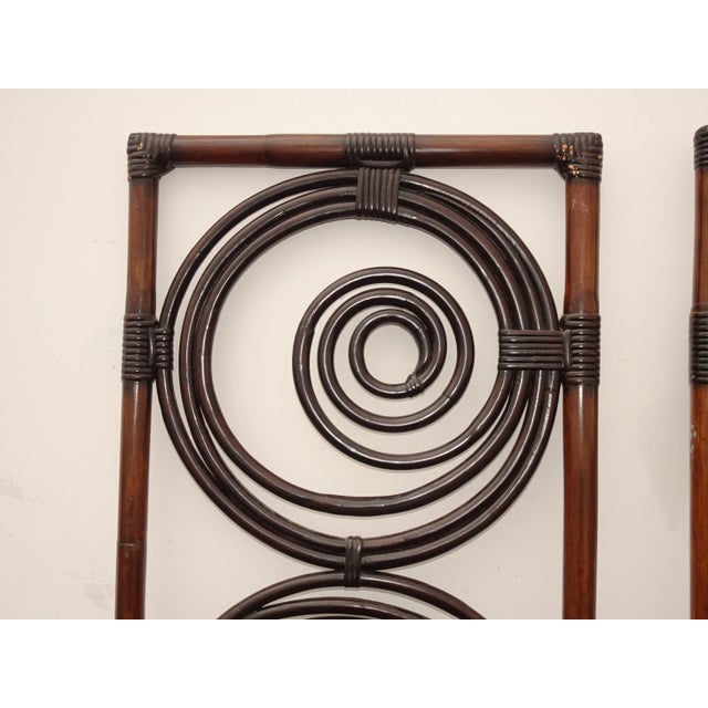 Brown Vintage French Country Brown Bamboo Palecek Wall Decor Screen Picture For Sale - Image 8 of 13