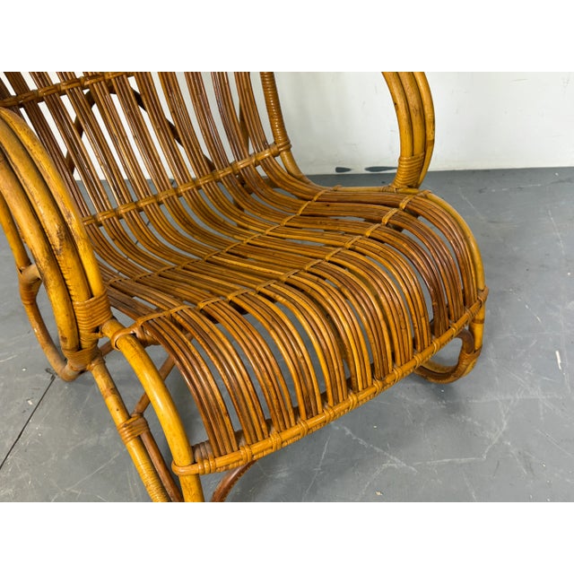 Vintage Rattan and Bamboo Easy Chair by Rohé Noordwolde, 1950s For Sale - Image 6 of 7