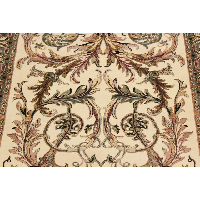 Shabby Chic Bhati Pak-Persian Ivory/Green Wool Rug - 4'1'' X 6'7'' For Sale - Image 4 of 9
