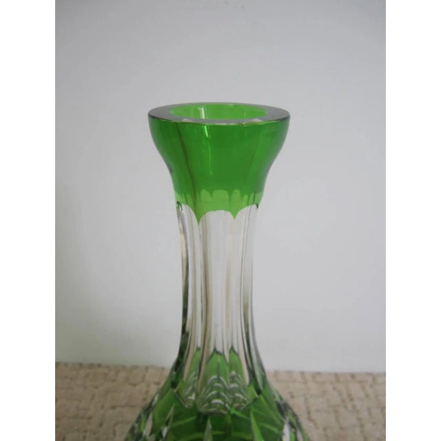 Early 20th Century Val St. Lambert Style Bohemian Emerald Green Crystal Decanter For Sale - Image 5 of 9