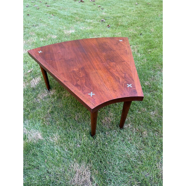 Wood American of Martinsville Wedge Table : Designer Merton Gershun For Sale - Image 7 of 7