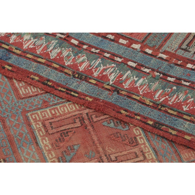 Textile Antique Verneh Caucasus Rug in Red With Stylized Geometric Grids - Rug & Kilim For Sale - Image 7 of 7