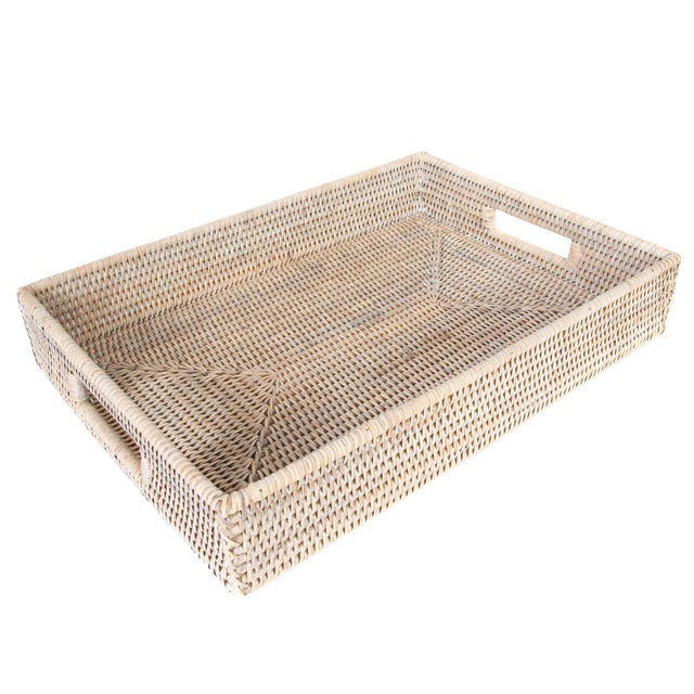 Artifacts Rattan Rectangular Tray With Cutout Handles For Sale In Houston - Image 6 of 6