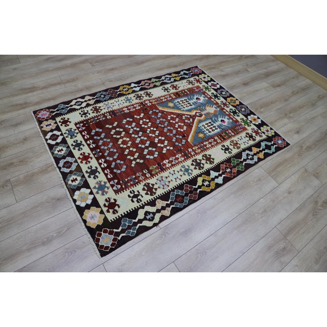 Size: 4.3 x 5.6 ft (131 X 171 cm) 52 x 67 inches Color: Organic Natural Dye ( Black, Cream, Burgundy, Red, Blue, Yellow,...