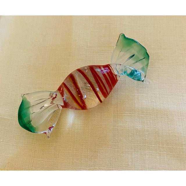 Italian Hand Blown Murano Glass Candies, Blue, Green and Red, Set/3 For Sale - Image 3 of 4