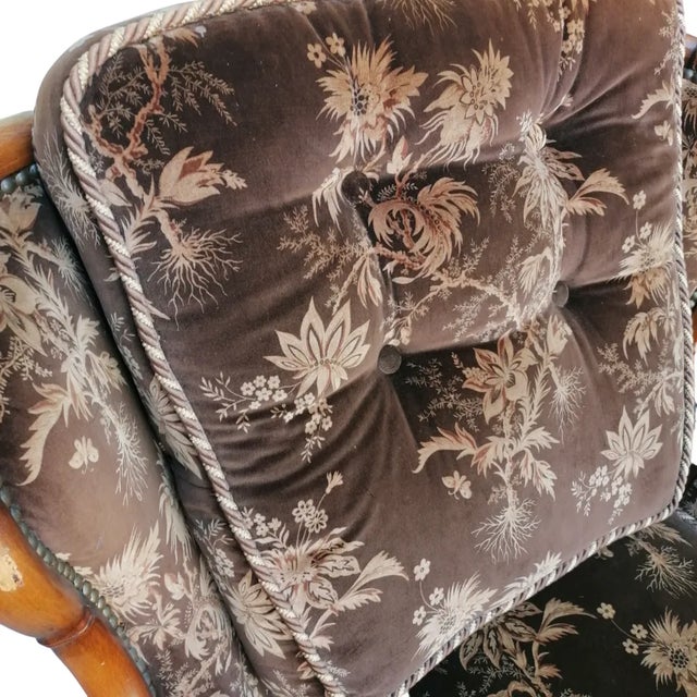 Armchairs in Velvet and Vienna Straw, 1970s, Set of 2 For Sale - Image 9 of 13