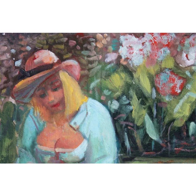 Uldis Krauze, Solvita in the Garden, 1990, Oil on Cardboard For Sale - Image 4 of 6