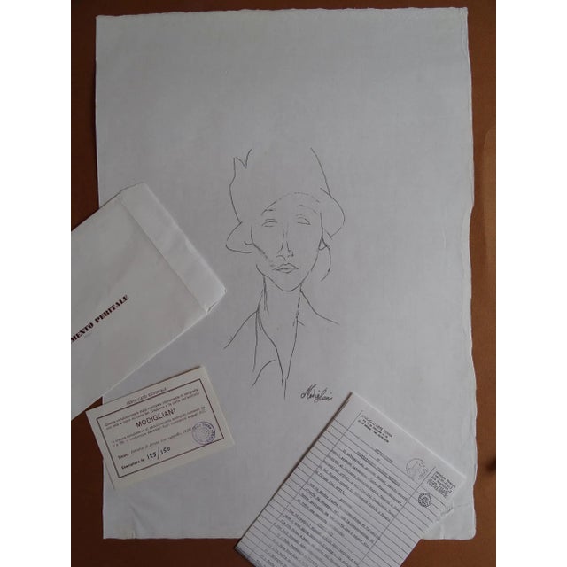 Amedeo Modigliani Portrait of a Woman Lithography, signed in stone and hand numbered Studio Perna, Italy ca 56x40cm This...