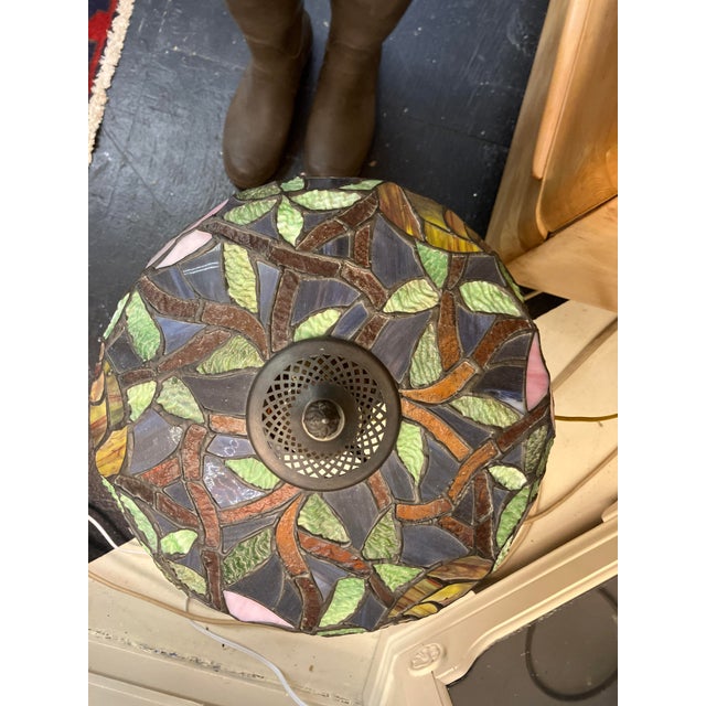 Late 20th Century Tiffany-Style Stained Glass Lamp For Sale In Boston - Image 6 of 13