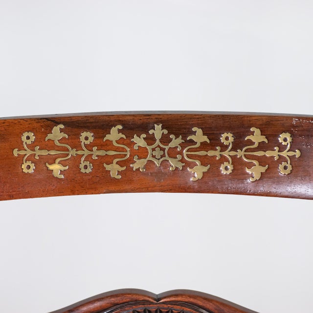 Set of Six Early 19th Century English Regency Period Faux Rosewood Chairs With Brass-Inlaid Tablet Cresting Rails, Circa 1810-20 For Sale - Image 11 of 18