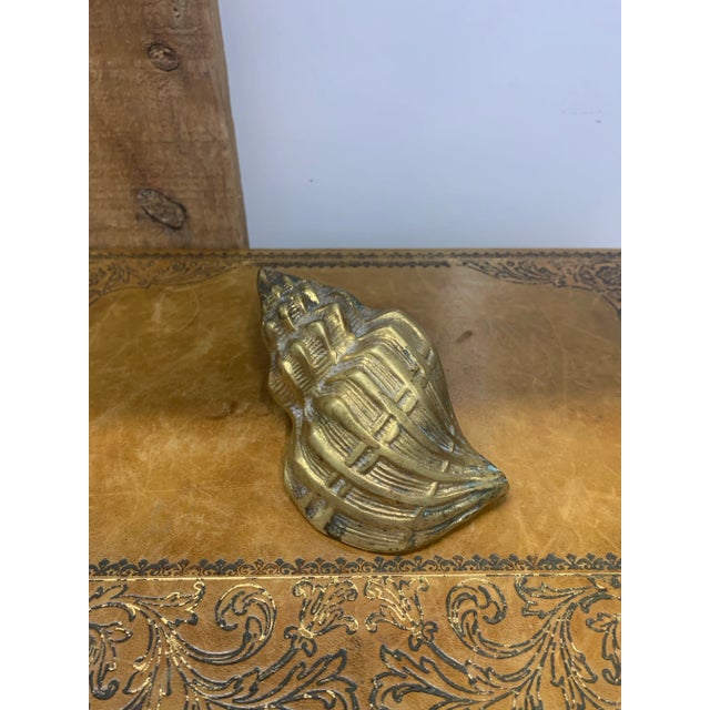 Metal Vintage Set of 3 Brass Sea Shell Sculptures For Sale - Image 7 of 12
