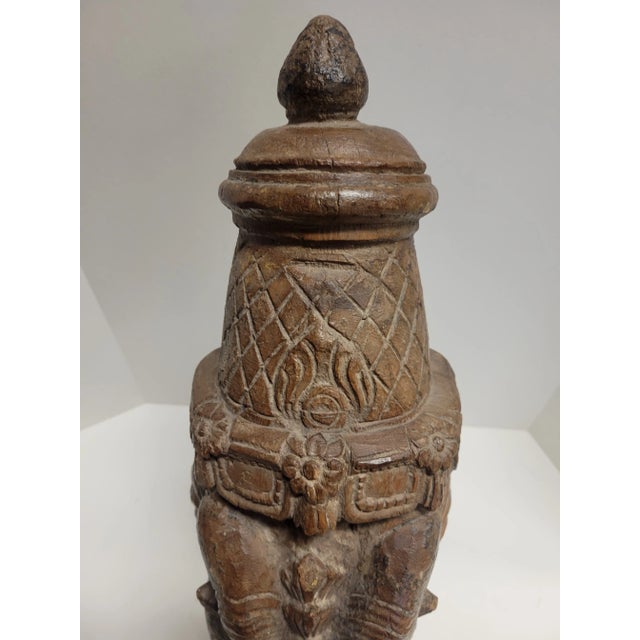 Wood Antique 19th Century Hand Carved Hindu and Buddhist Temple Deity Kirtimukha With Custom Stand For Sale - Image 7 of 12