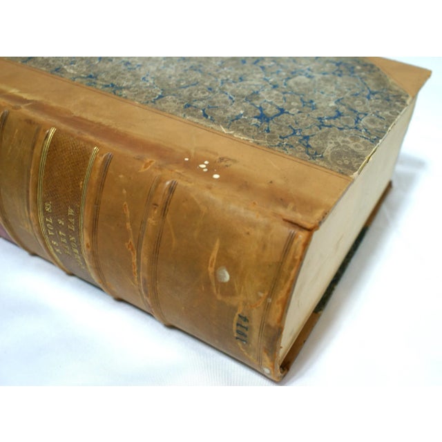 Animal Skin Antique Tan Leather Marble Paper Common Law Journal Book London 1914 For Sale - Image 7 of 11