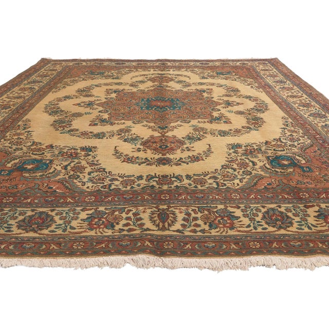 Mediterranean Mid 20th Century Mid 20th Century Vintage Persian Tabriz Rug 08'00 X 11'07 For Sale - Image 3 of 9