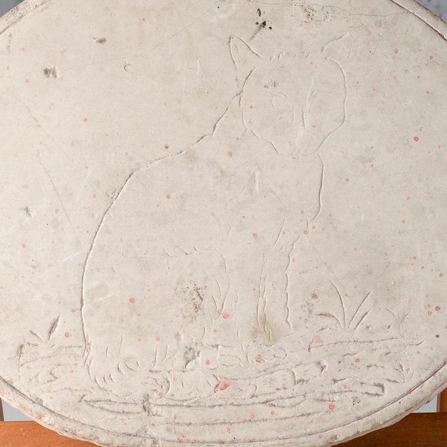 2000 - 2009 20th Century Oval Lithographic Sketch on Stone of Cat Plaque For Sale - Image 5 of 8