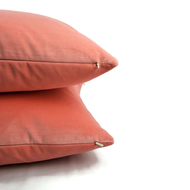 Not Yet Made - Made To Order Kate Spade Calmative in Persimmon Velvet Pillow Cover - 20" X 20" Light Pink Velvet Cushion Case For Sale - Image 5 of 8