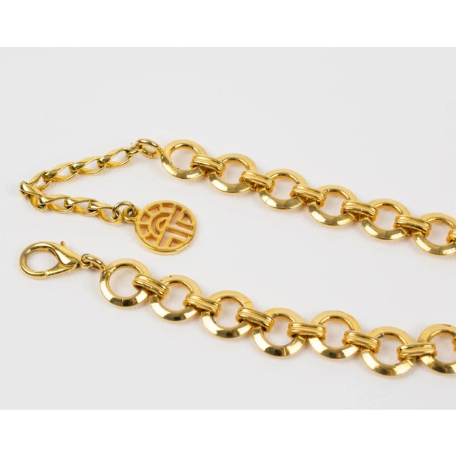 Gold Louis Feraud Paris Choker Necklace Gilt Metal With Brand Logo Charms For Sale - Image 8 of 9