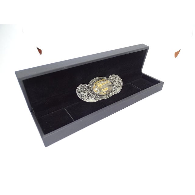 Art Nouveau Brooch in Sterling Silver and Agate Stone For Sale - Image 14 of 17