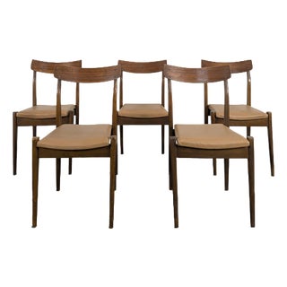 Vinatge Scandinavian Brown Chairs, Set of 5 For Sale