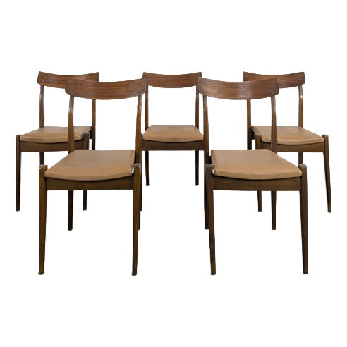 Vinatge Scandinavian Brown Chairs, Set of 5 For Sale