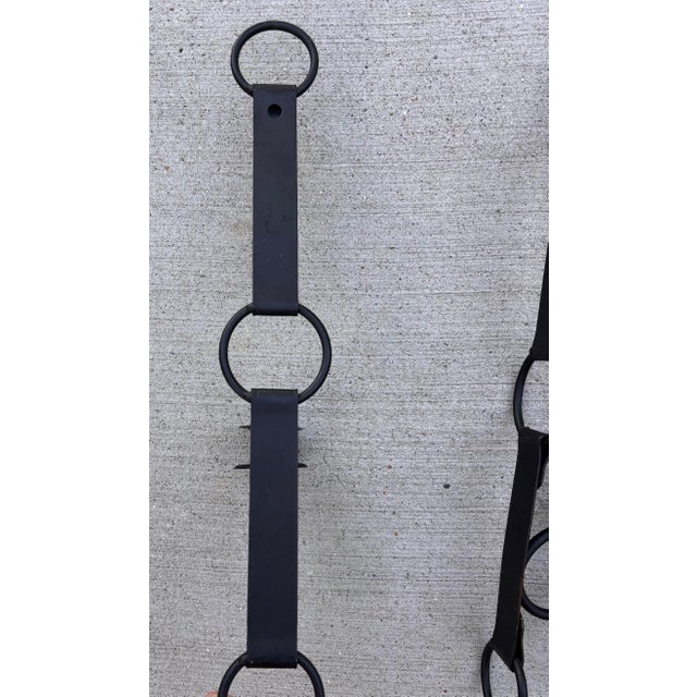 1990s Equestrian Faux Leather Metal Candle Sconces in Style of Jacques Adnet, a Pair For Sale - Image 9 of 9