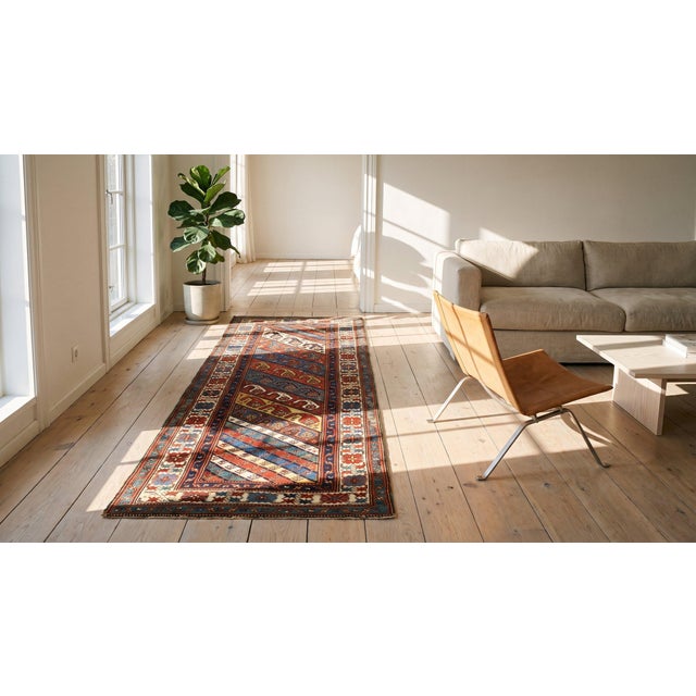 Eye-Catching Multicolored Ground With Geometric Design Antique Caucasian Shirvan Rug by Mr. Jabari For Sale - Image 9 of 10