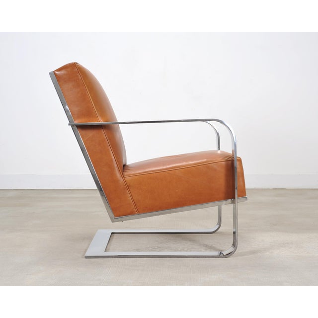 Ralph Lauren Modern Penthouse Chrome and Leather Lounge Chair For Sale In Sacramento - Image 6 of 18