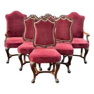 Early 20th Century Intricately Carved French Rococo Dining Chairs - Set of 6 For Sale