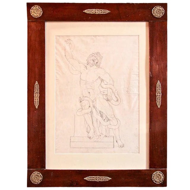 French 1820s Pen and Ink Study in 1830s French Charles X Frame For Sale