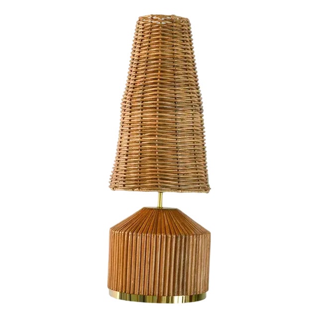 Mid-Century Modern Style Pencil Reed Wicker Table Lamp For Sale